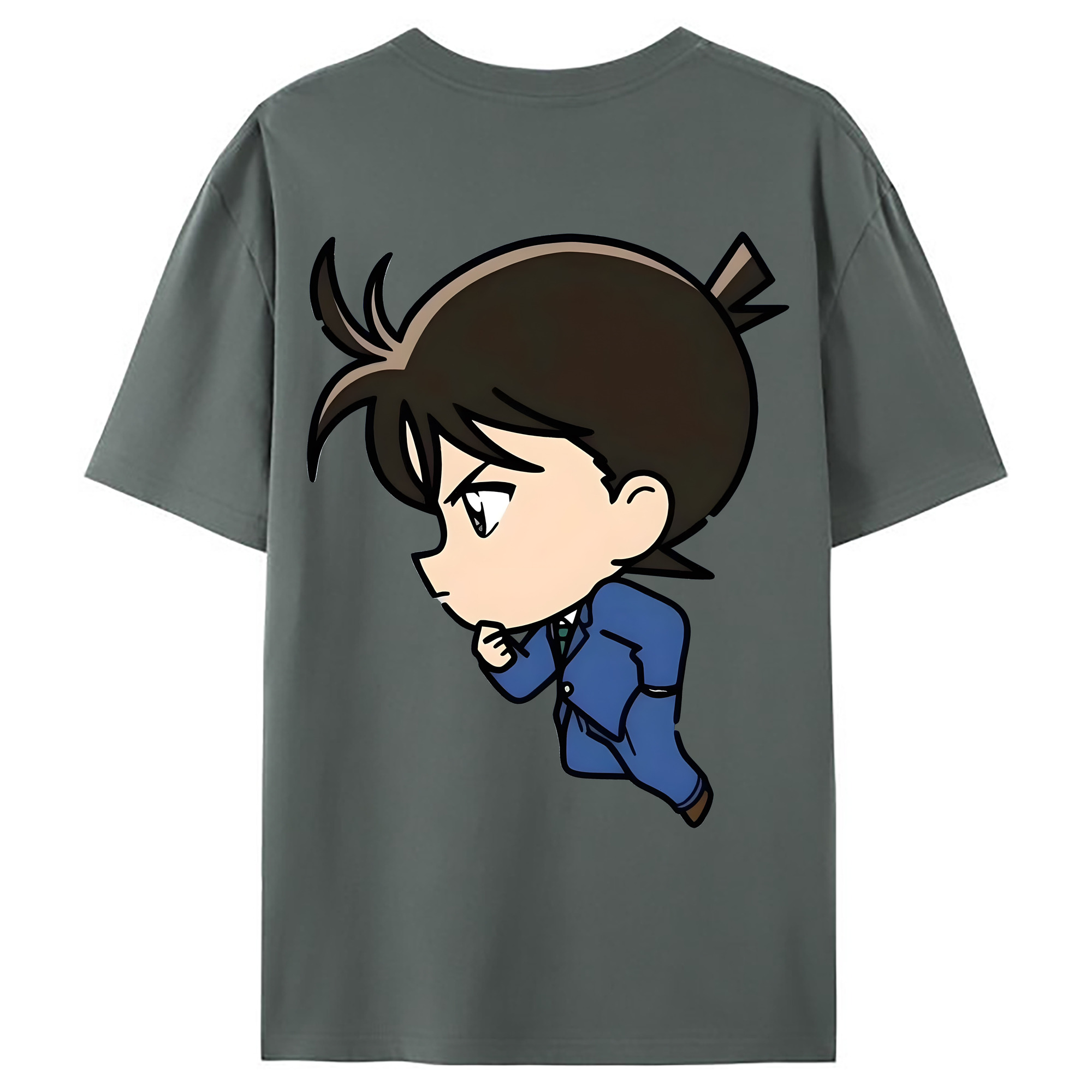 （画像用） 名探偵コナン 江戸川 コナン Detective Conan Conan Edogawa 綿100％ メンズ半袖Tシャツ（バックプリント） 通気性
